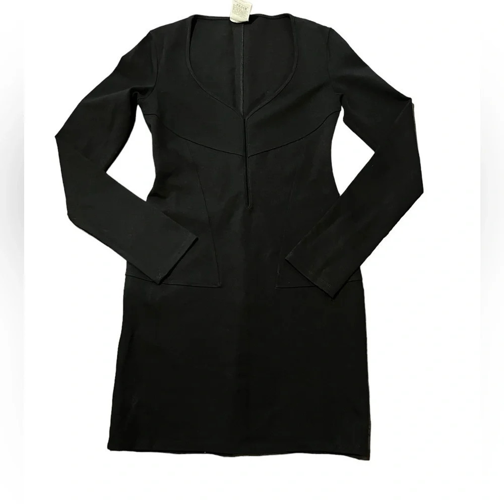 Vintage Versus Versace Black Corset Shaped Waist Long Sleeve Mini Dress